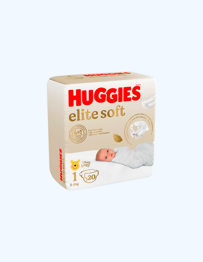 Huggies Elite Soft 1 tagliklari, 5 kg gacha, 20/50 dona