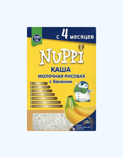 Nuppi Каша, молочная, банан, рисовая, 4+ мес., 200 г