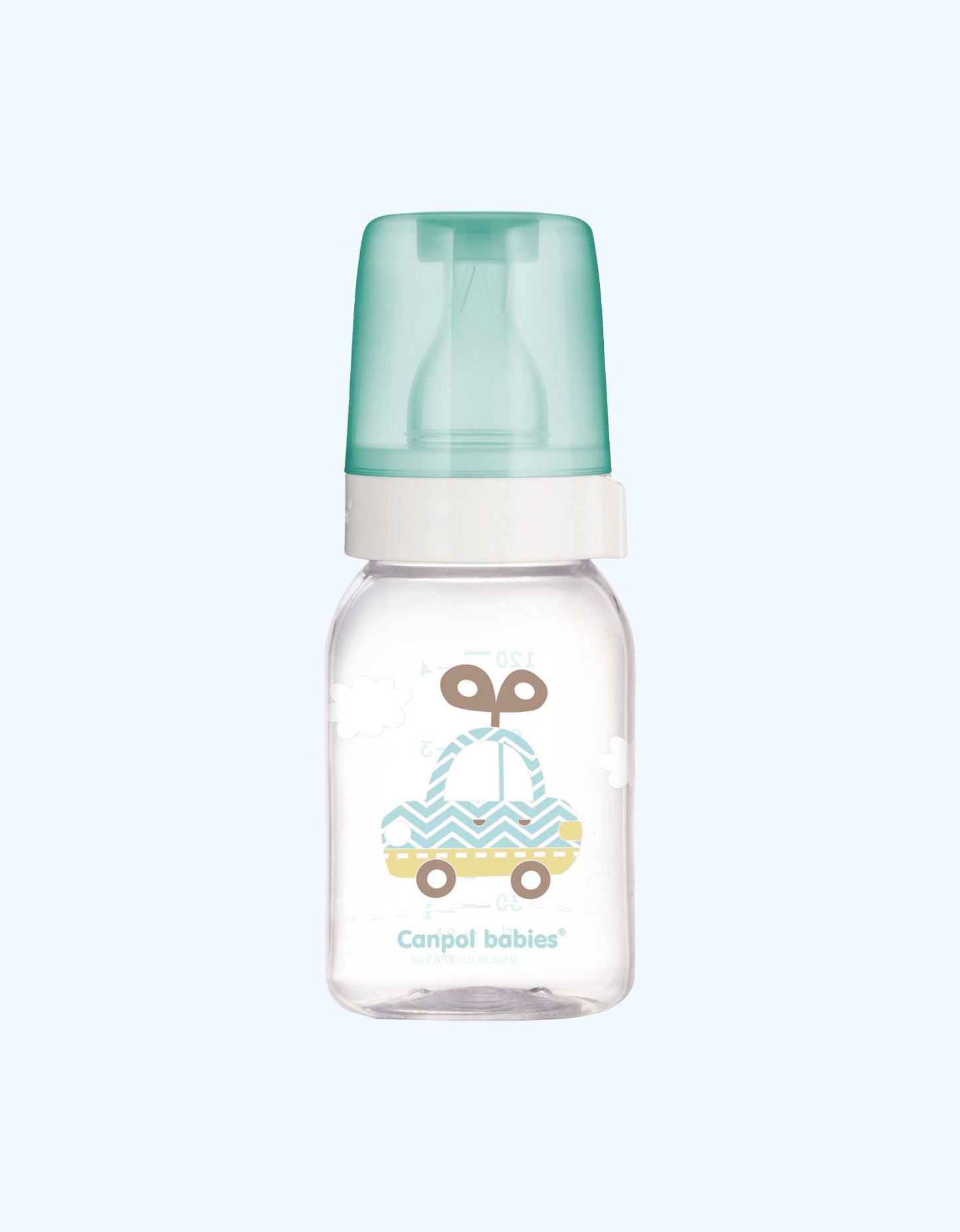 Canpol Babies Стеклянная бутылочка, силиконовый кончик, зеленая, 3+ мес., 120 мл