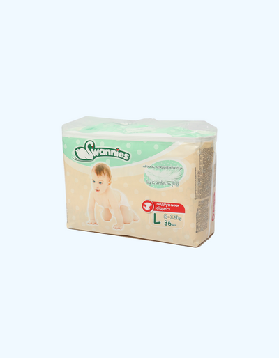 Swannies Ultra yupqa bolalar tagliklari, L o'lchamli, 8-13 kg, 36 dona