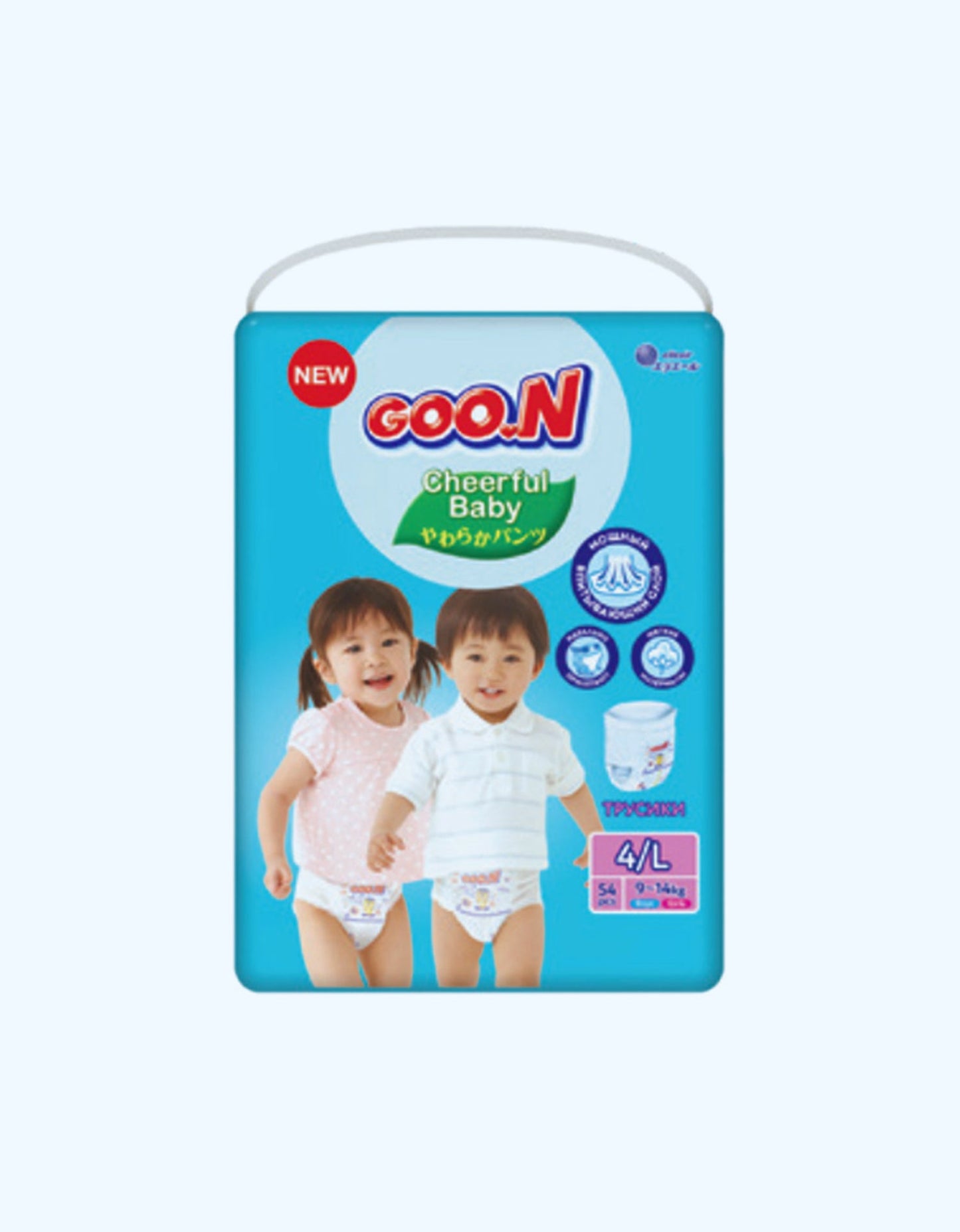 GOON Cheerful Baby Bezi külotlari, L, 9-14 kg, 54 dona