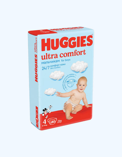 Huggies Ultra Comfort 4 Подгузники, мальчики, 8-14 кг, 19/80 шт