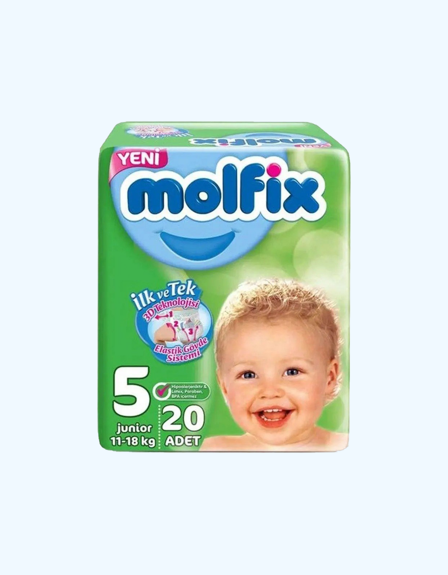 Molfix tagliklari EKO No 5 (11-18 kg), 20 dona.