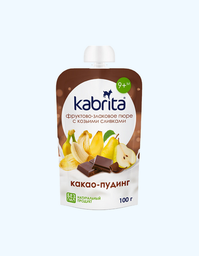 Kabrita Фруктово-злаковое пюре, какао пудинг, 9+ мес., 100 г