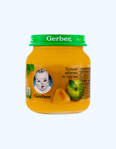 Gerber olma va nok pyuresi, 5+ oy, 130 g