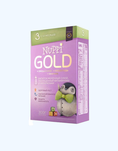 Nuppi Gold 3, сухой молочный напиток, витамины, минеральные вещества, 12+ мес., 300/600 г