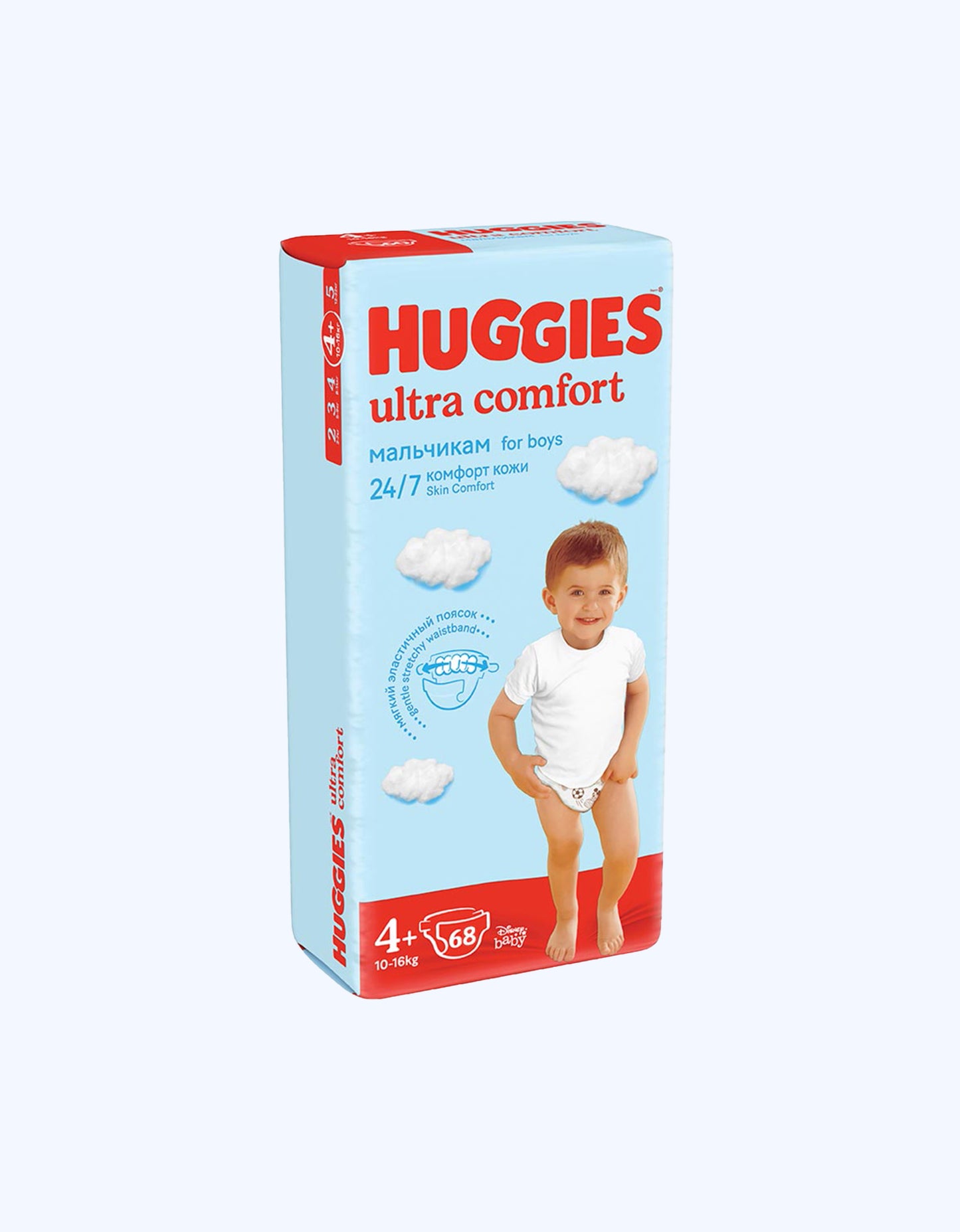 Huggies Ultra Comfort 4+ Подгузники, мальчики, 10-16 кг, 68 шт