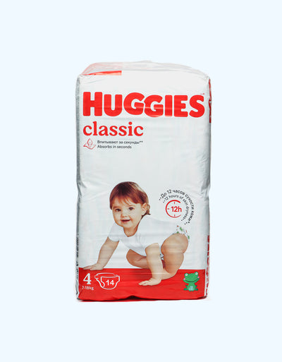 Huggies Classic 4 ta taglik, 7-18 kg, 14/50/68 dona