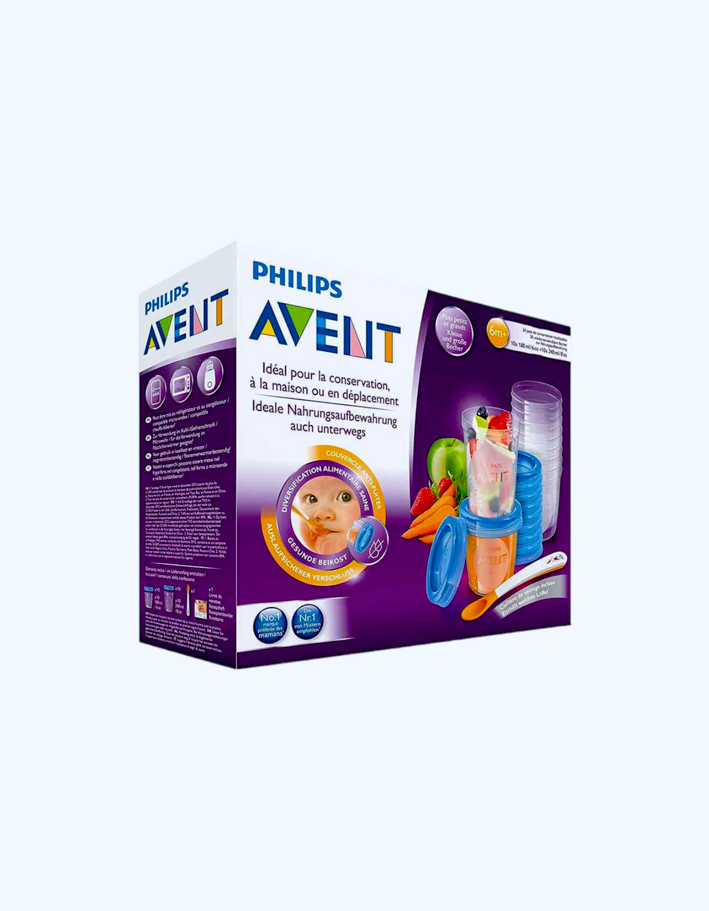 Avent Контейнер для хранения продуктов, 6+ мес., 5 шт, 240 мл