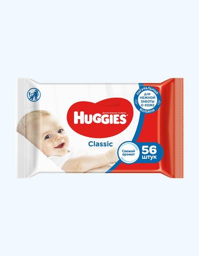 Huggies Classic Влажные Салфетки, 16х9 см, 56 шт