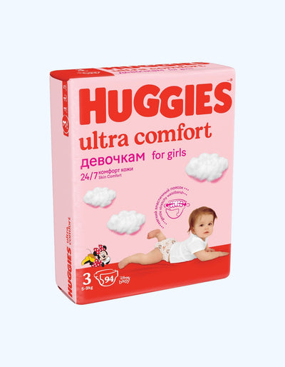 Huggies Ultra Comfort 3 taglik, qizlar, 5-9 kg, 21/94 dona