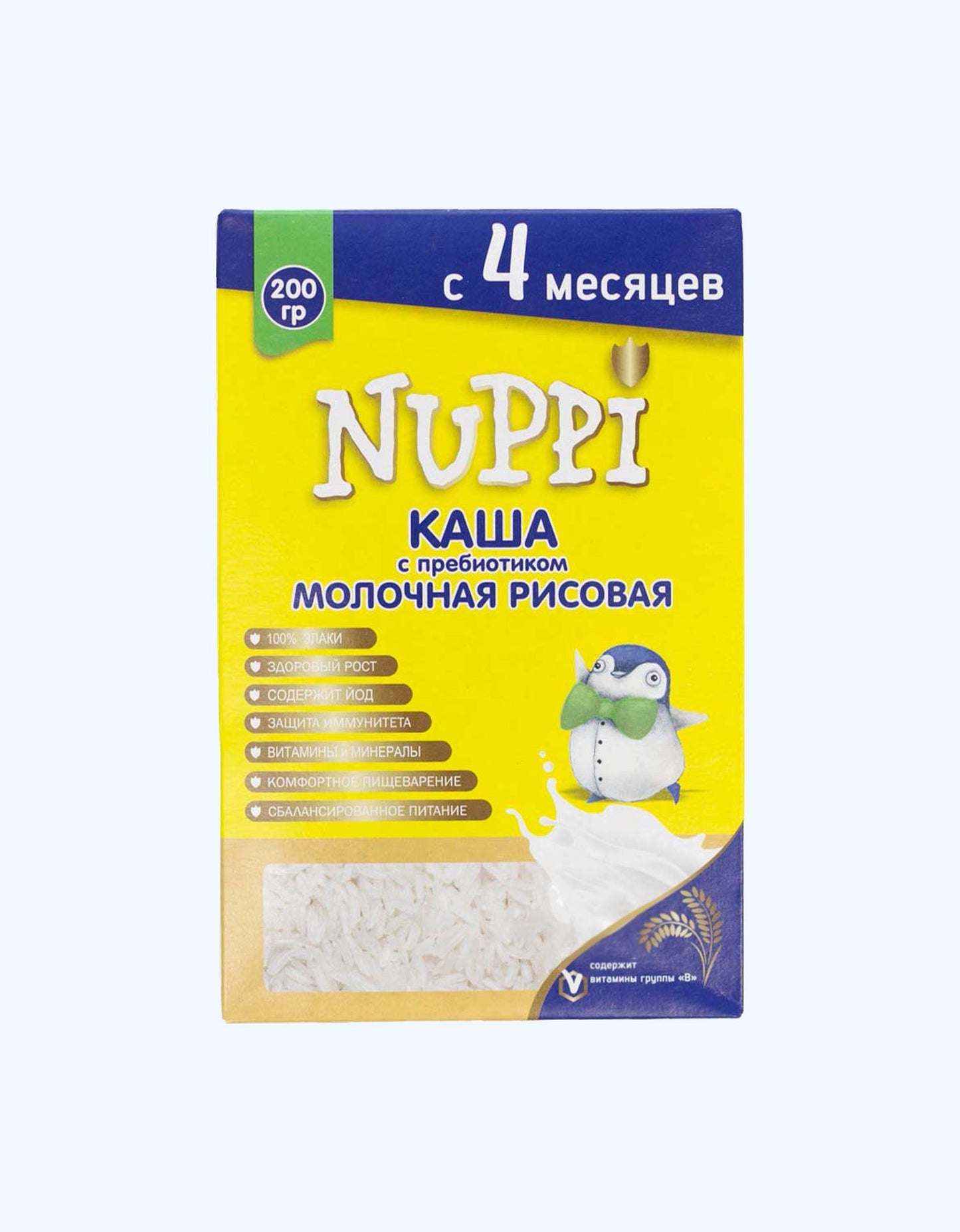 Nuppi Каша, молочная, рисовая, 4+ мес., 200 г