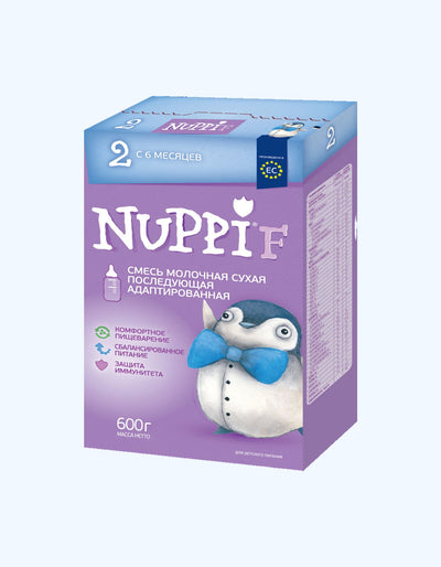 Nuppi F2, quruq sut formulasi, 6+ oy, keyinchalik moslashtirilgan, 300/600 g