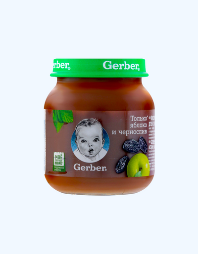 Gerber olma va olxo'ri pyuresi, 5+ oy, 130 g