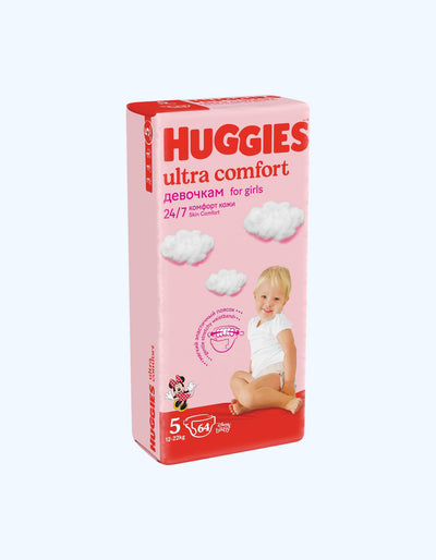 Huggies Ultra Comfort 5 Подгузники, девочки, 12-22 кг, 15/64 шт