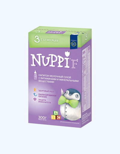Nuppi F3, сухой молочный напиток, витамины, минеральные вещества, 12+ мес., 300/600 г