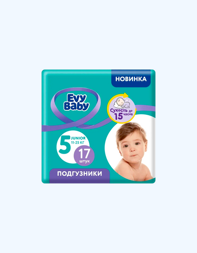 Evy Baby Подгузники 5 11-25 кг, 17 шт