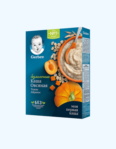 Gerber Каша овсяная, безмолочная, с тыквой и абрикосом, 4+ мес., 180 г