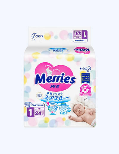 Merries Подгузники для новорожденных, до 5 кг, 24/90 шт