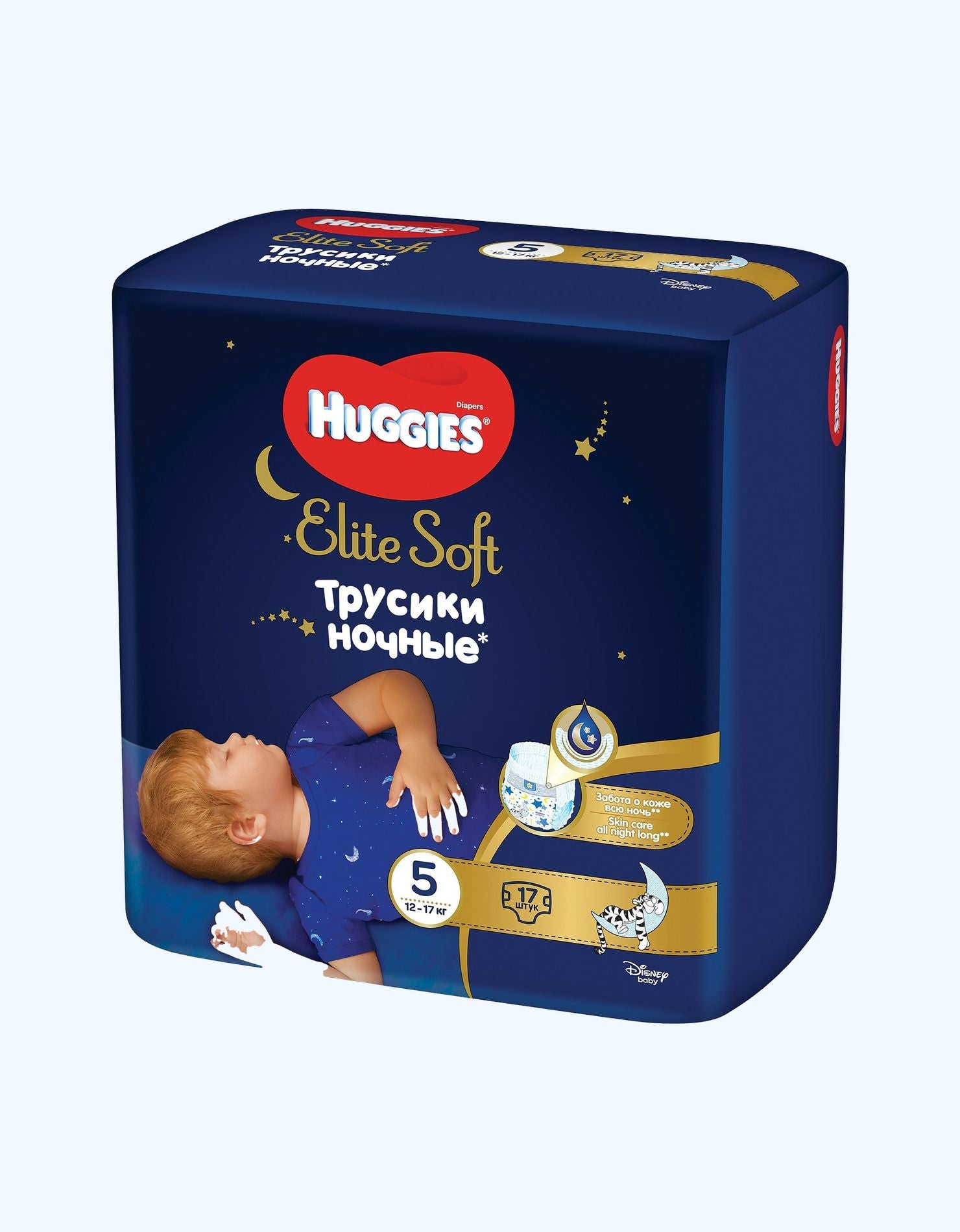 Huggies Elite Soft 5 Подгузники-трусики, ночные, 12-17кг, 17 шт