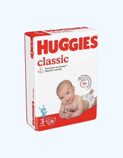 Huggies Classic 3 ta taglik, 4-9 kg, 16/78 dona