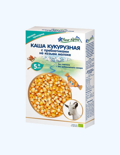 Fleur Alpine Каша, на козьем молоке, кукурузная с пребиотиками, 5+ мес., 200 г