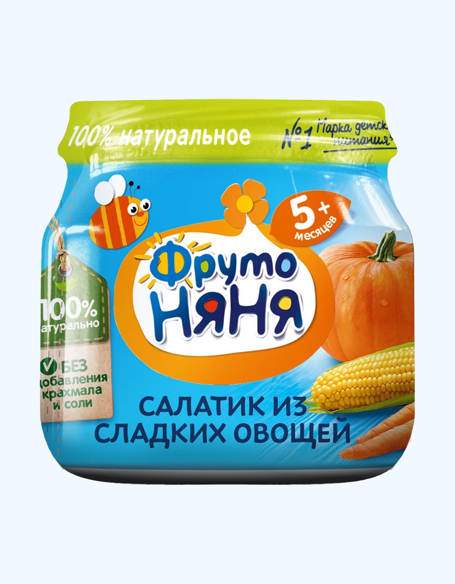 ФрутоНяня Пюре, кукуруза, тыква, морковь, салатик из сладких овощей, 5+ мес., 80 г