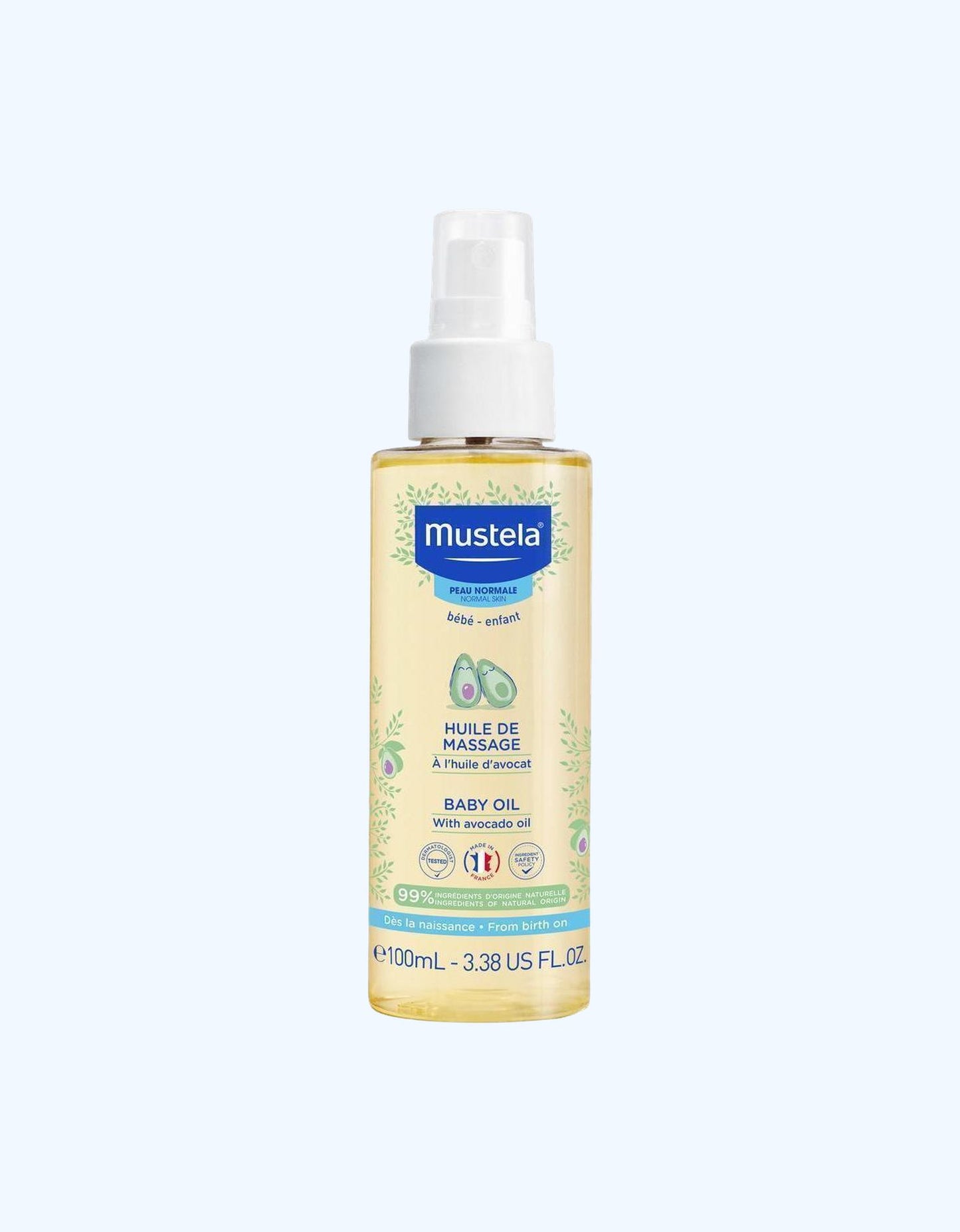 Mustela Масло массажное с авокадо, 100 мл