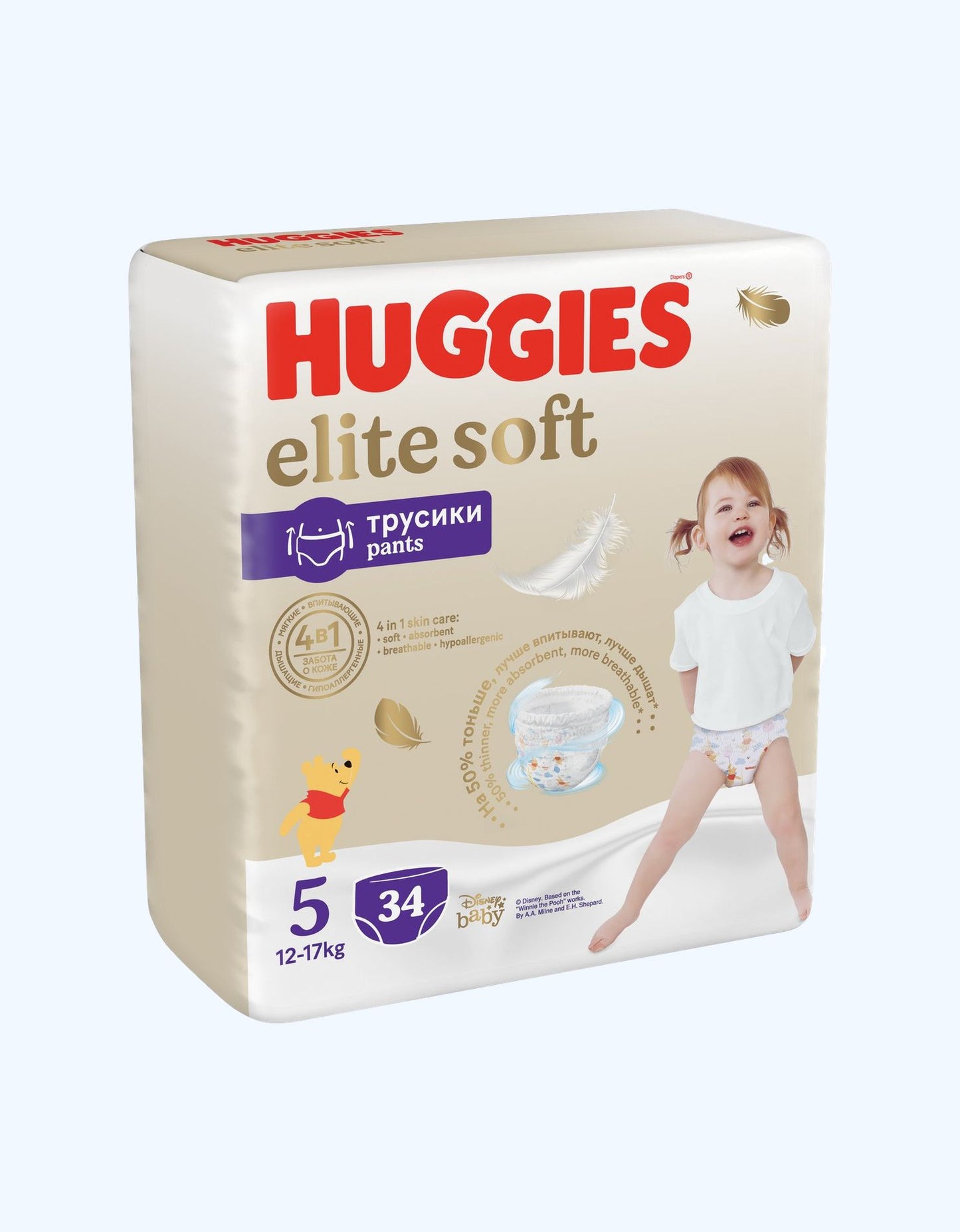 Huggies Elite Soft 5 Подгузники-трусики, 12-17 кг, 34 шт