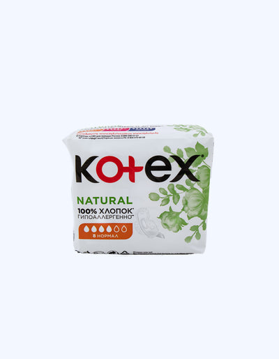 Kotex Natural Oddiy prokladkalar, 4 tomchi, 8 dona