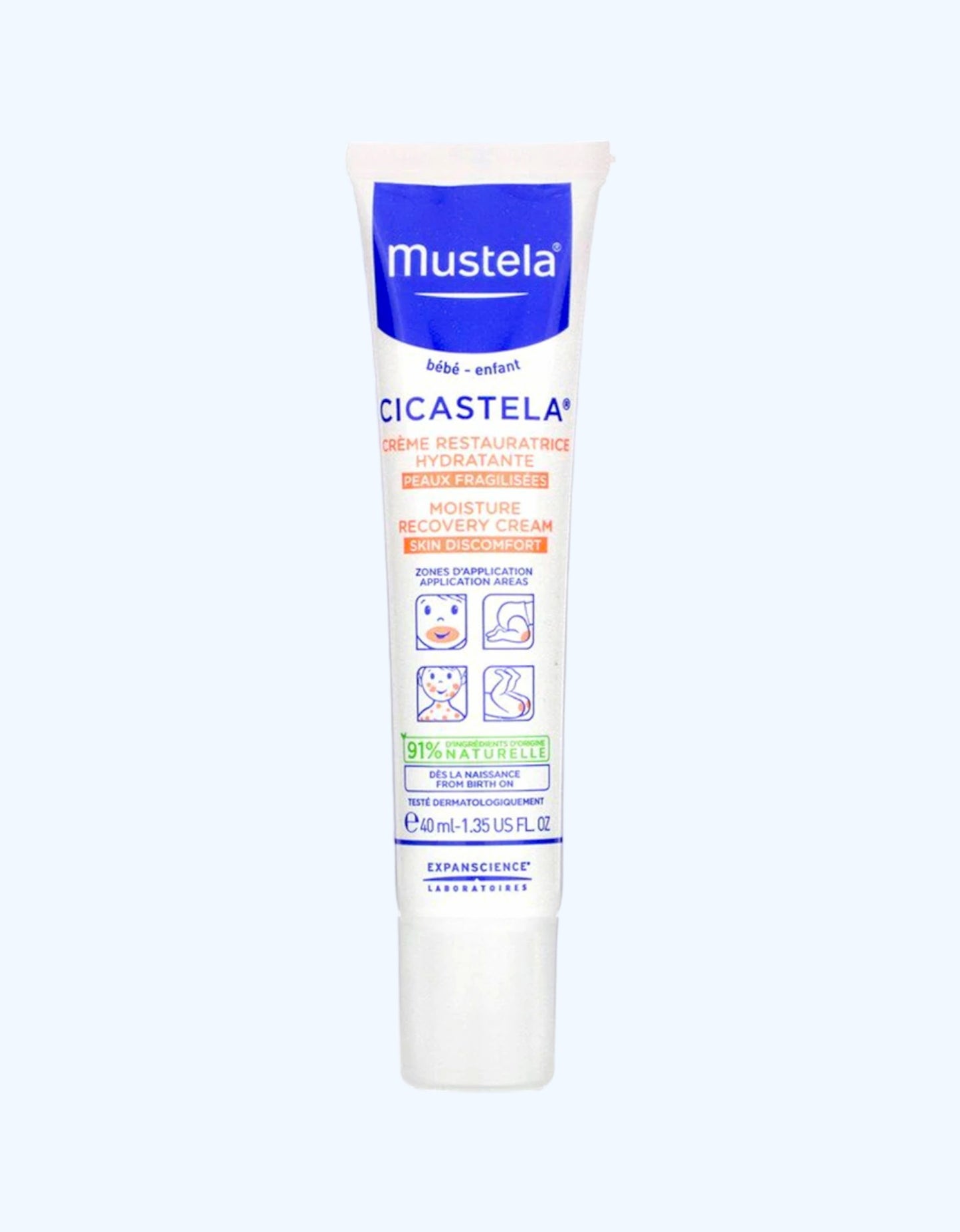 Mustela Cicastela Mo'rt teri uchun namlovchi, tiklovchi krem, 40 ml